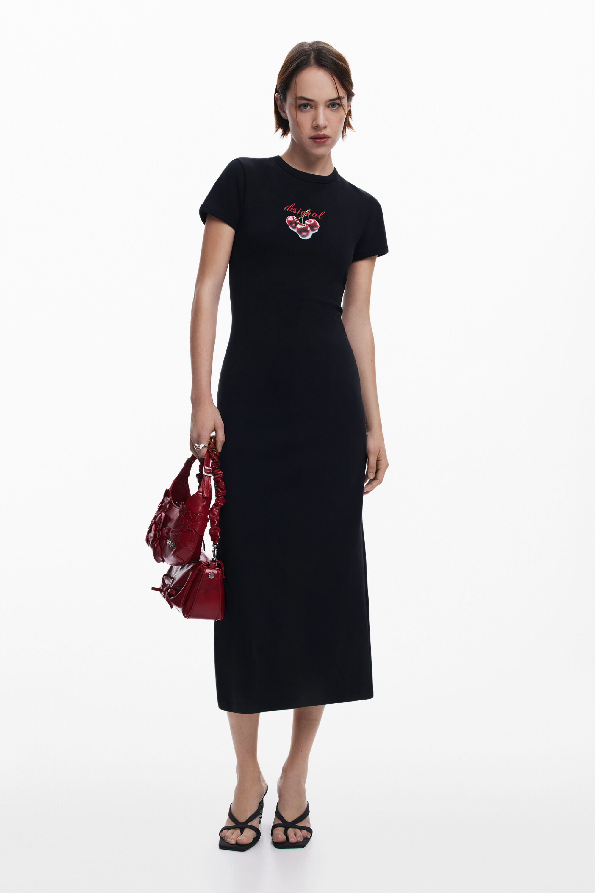 Ribbed midi dress cherrie