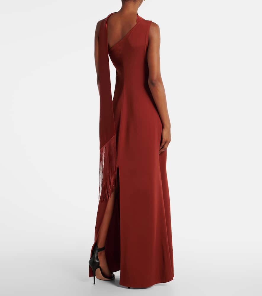 Caroline one-shoulder crêpe cady gown