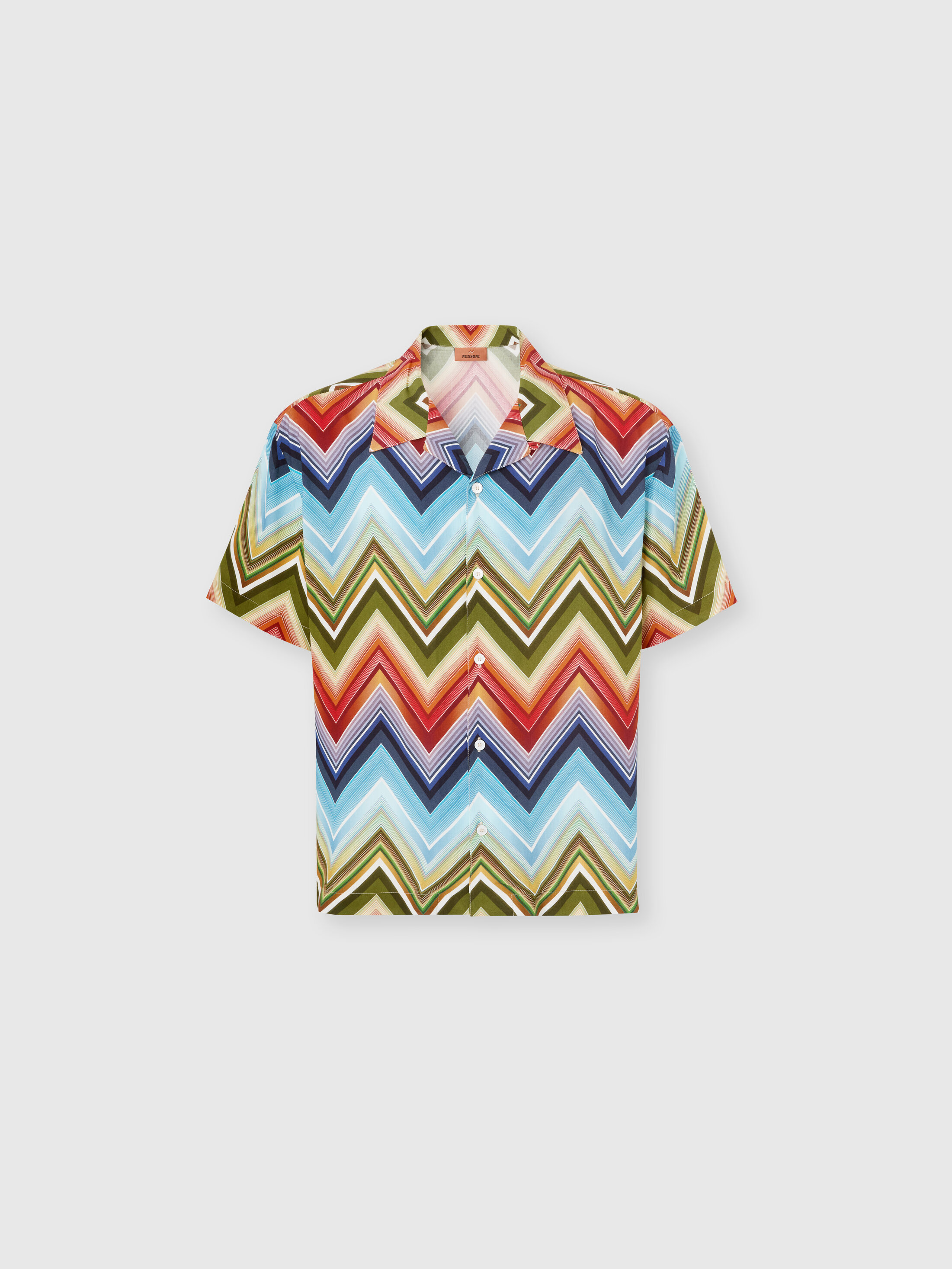Missoni - Camicia da bowling in viscosa stampa macro zig zag, Uomo, Multicolore