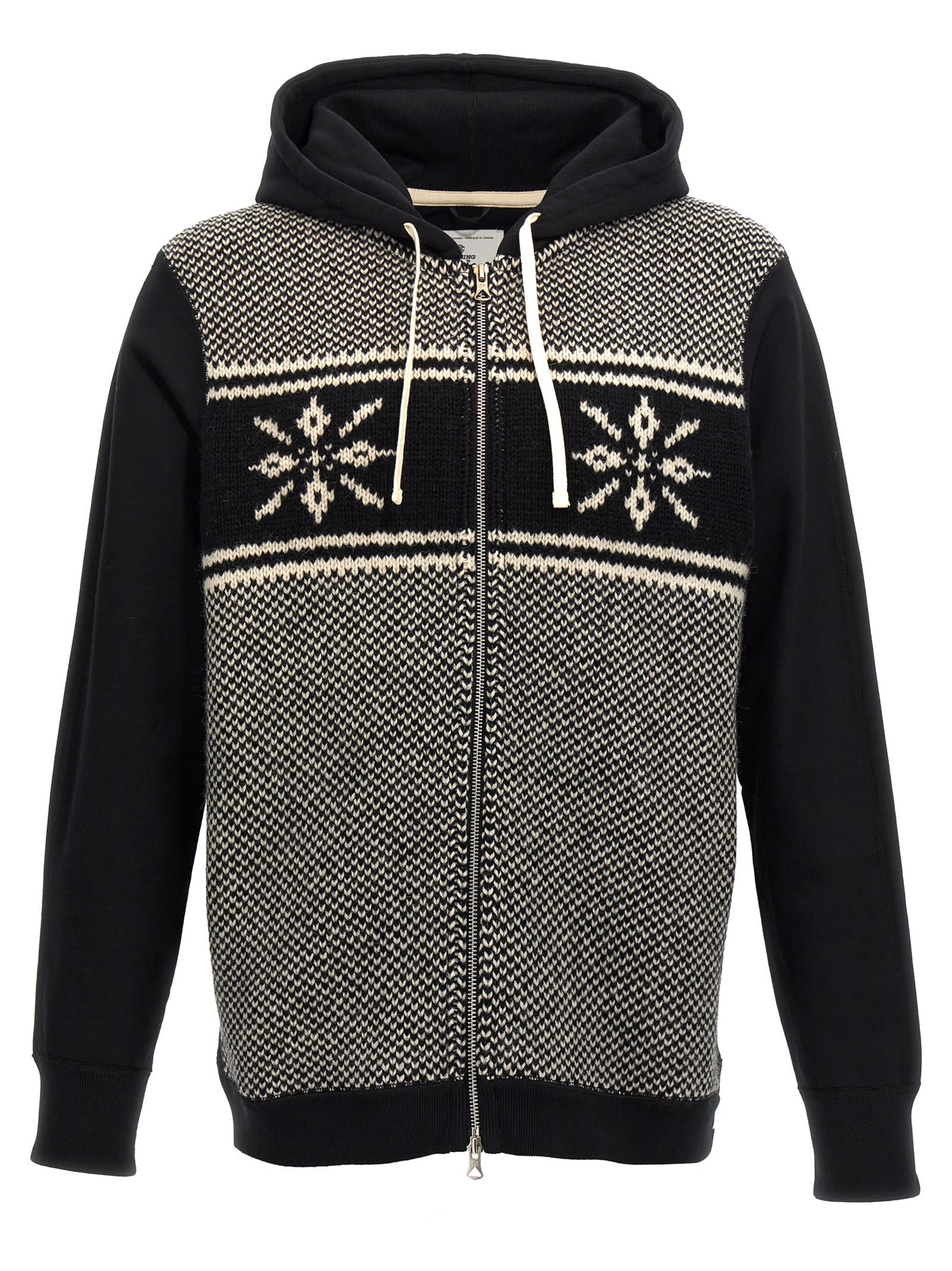 Jacquard Insert Hoodie Sweatshirt