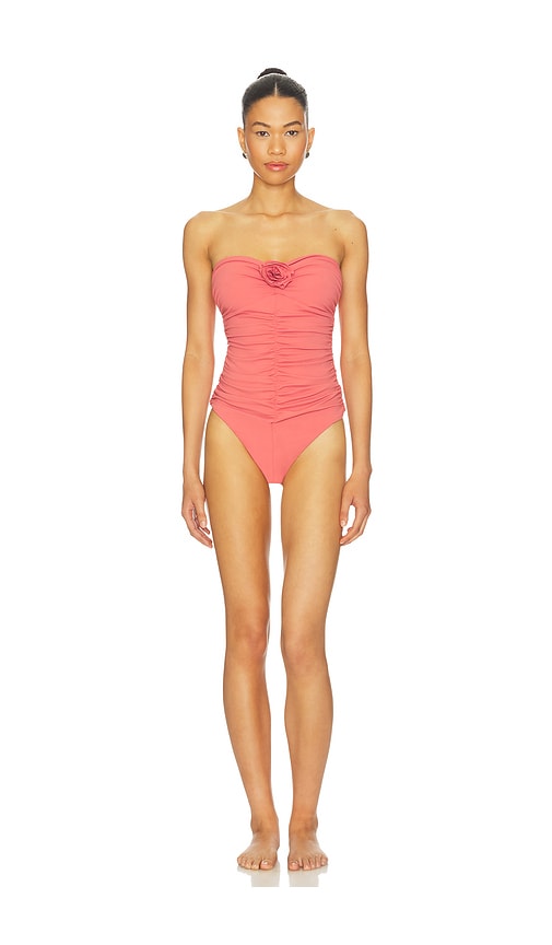 Susana Monaco Flower Gathered One Piece Swimsuit in Rose. - S also in XS