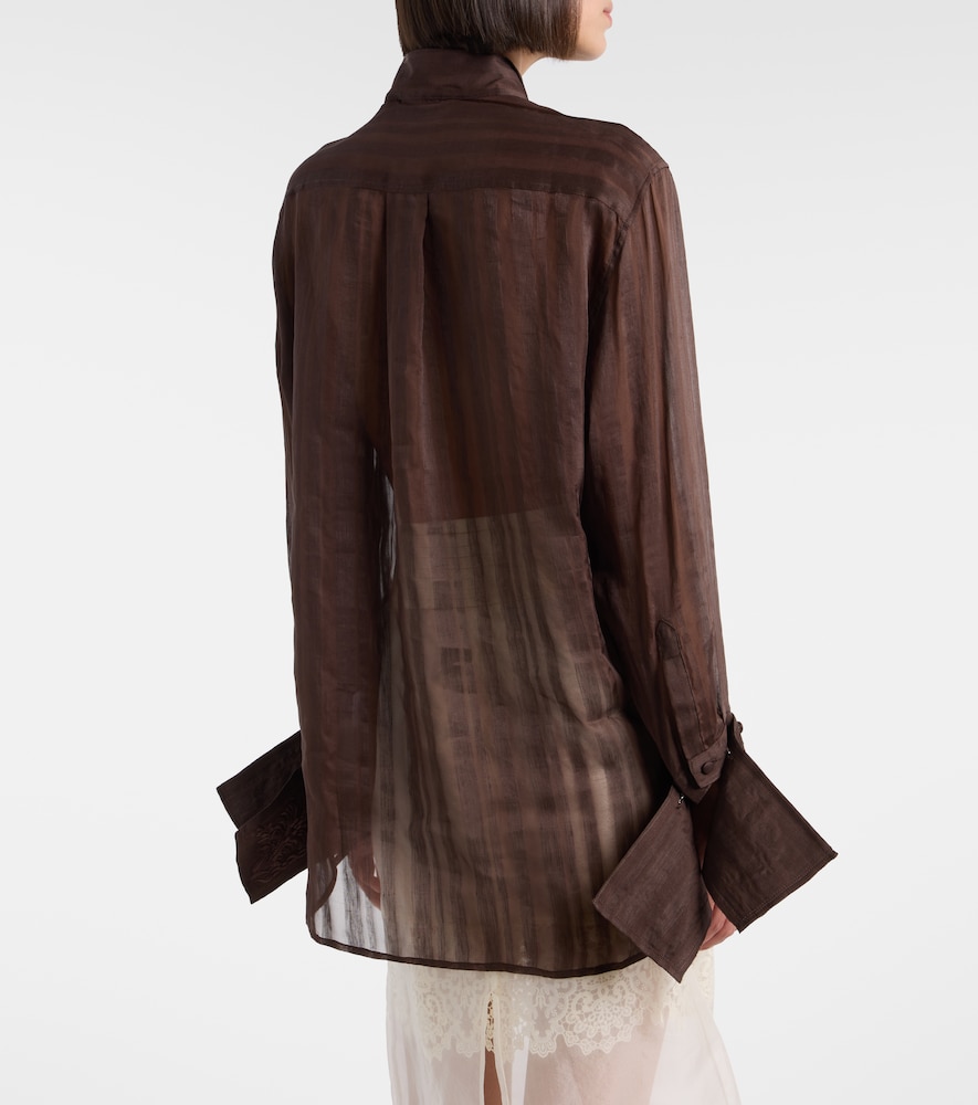 Embroidered linen and silk shirt