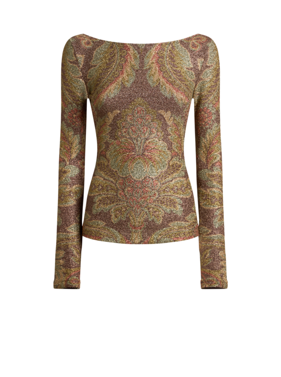 Jersey Sweater With Floral Motif