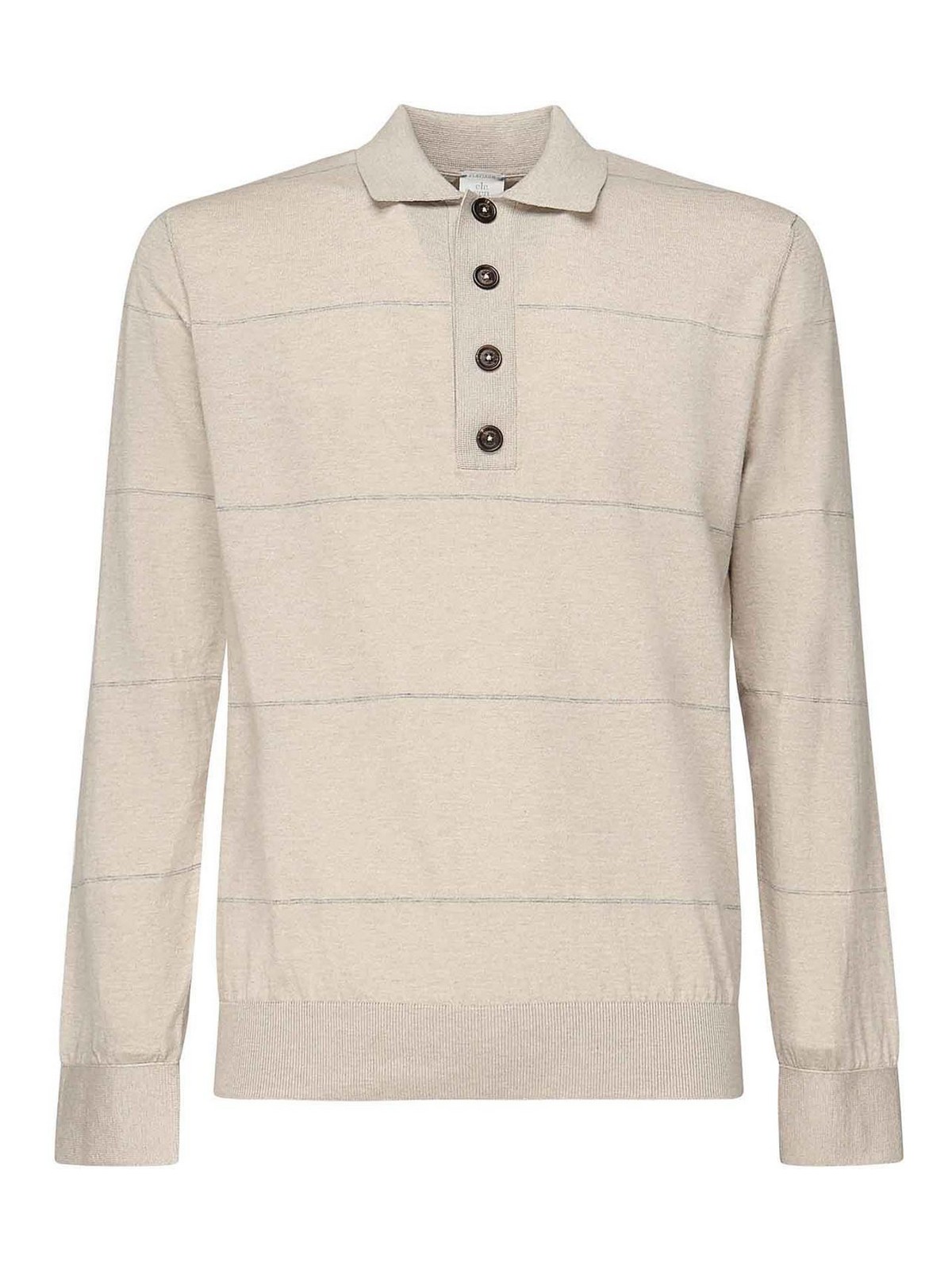 Striped Long-Sleeved Polo Shirt