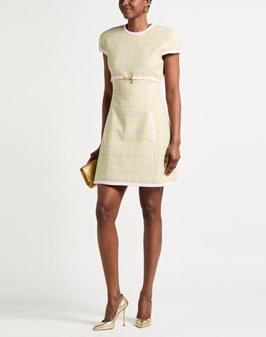Woman Mini dress Yellow Size 10 Cotton, Viscose, Metallic Polyester, Polyamide