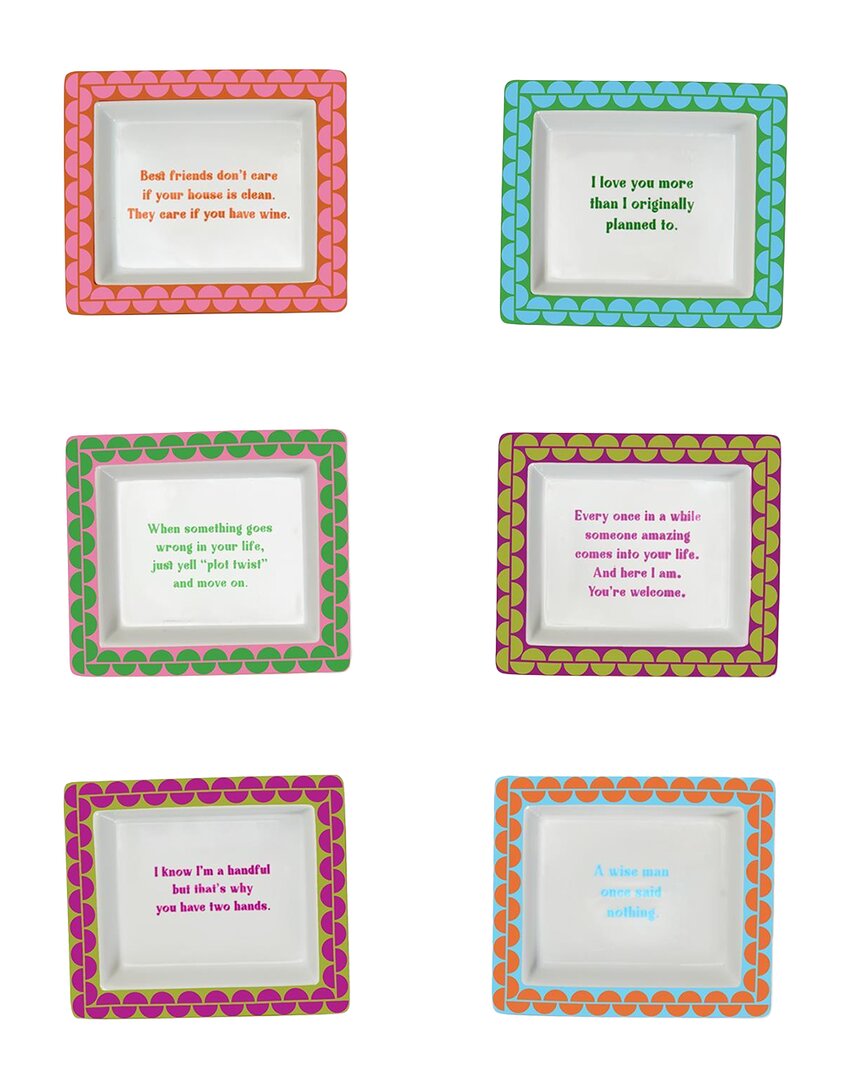 Set Of 6 Sassy Wise Saying Desk Trays In Gift Box