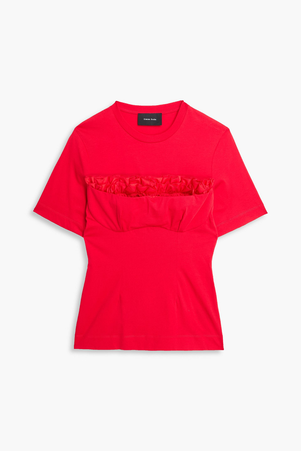 Ruffled cotton-jersey top - Red - M