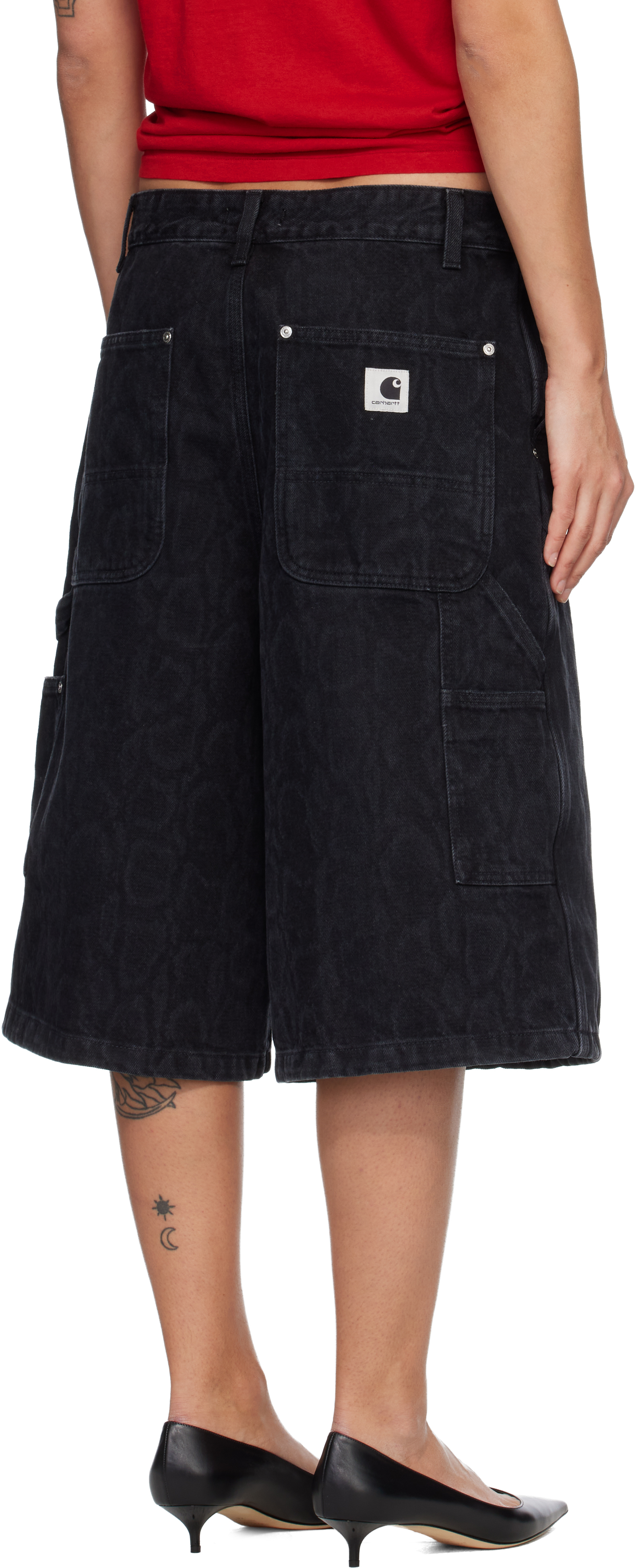 Black Snake Nixon Double Knee Denim Shorts