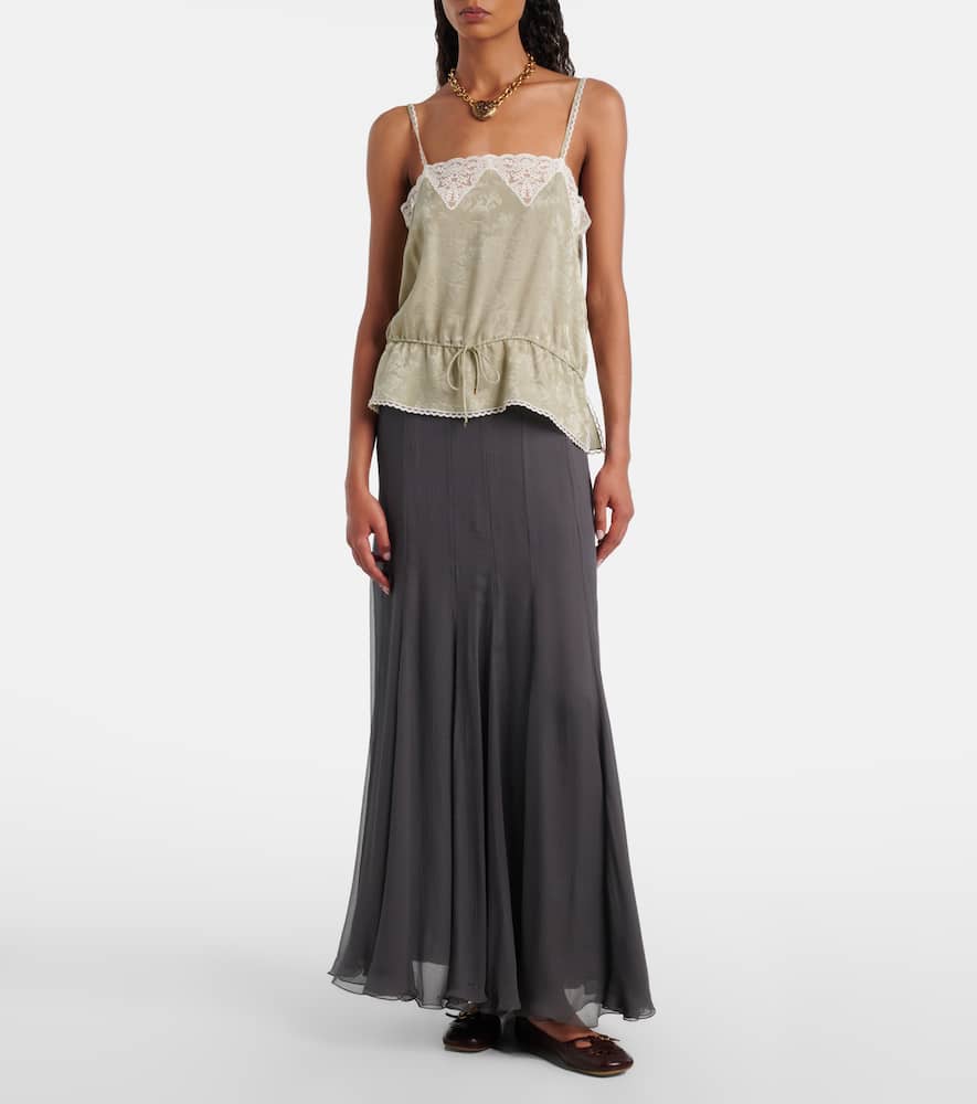 Chloé Paneled high-rise silk muslin maxi skirt