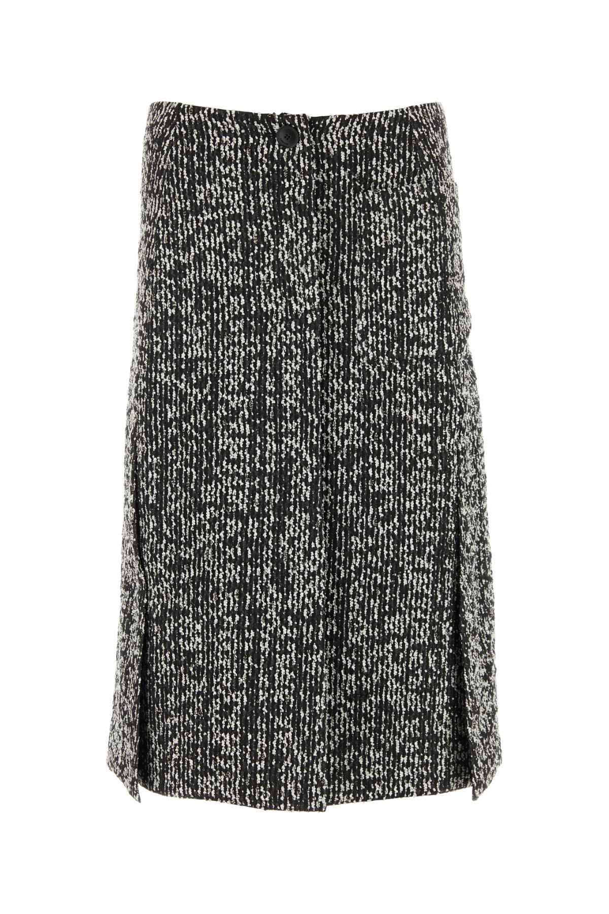 Textured Wool-Blend Skirt — Black