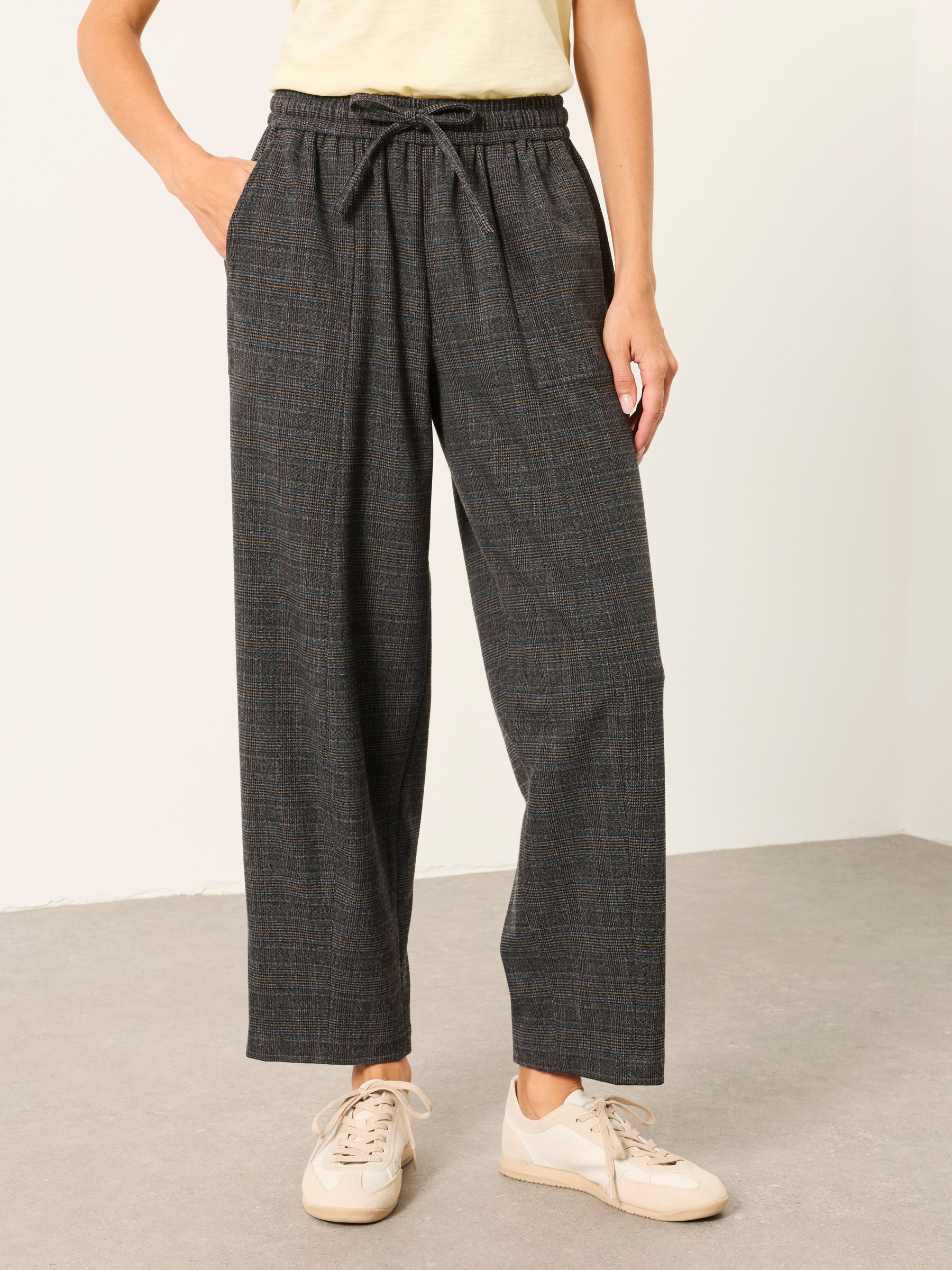 FatFace Alev Grey Tapered Check Trousers