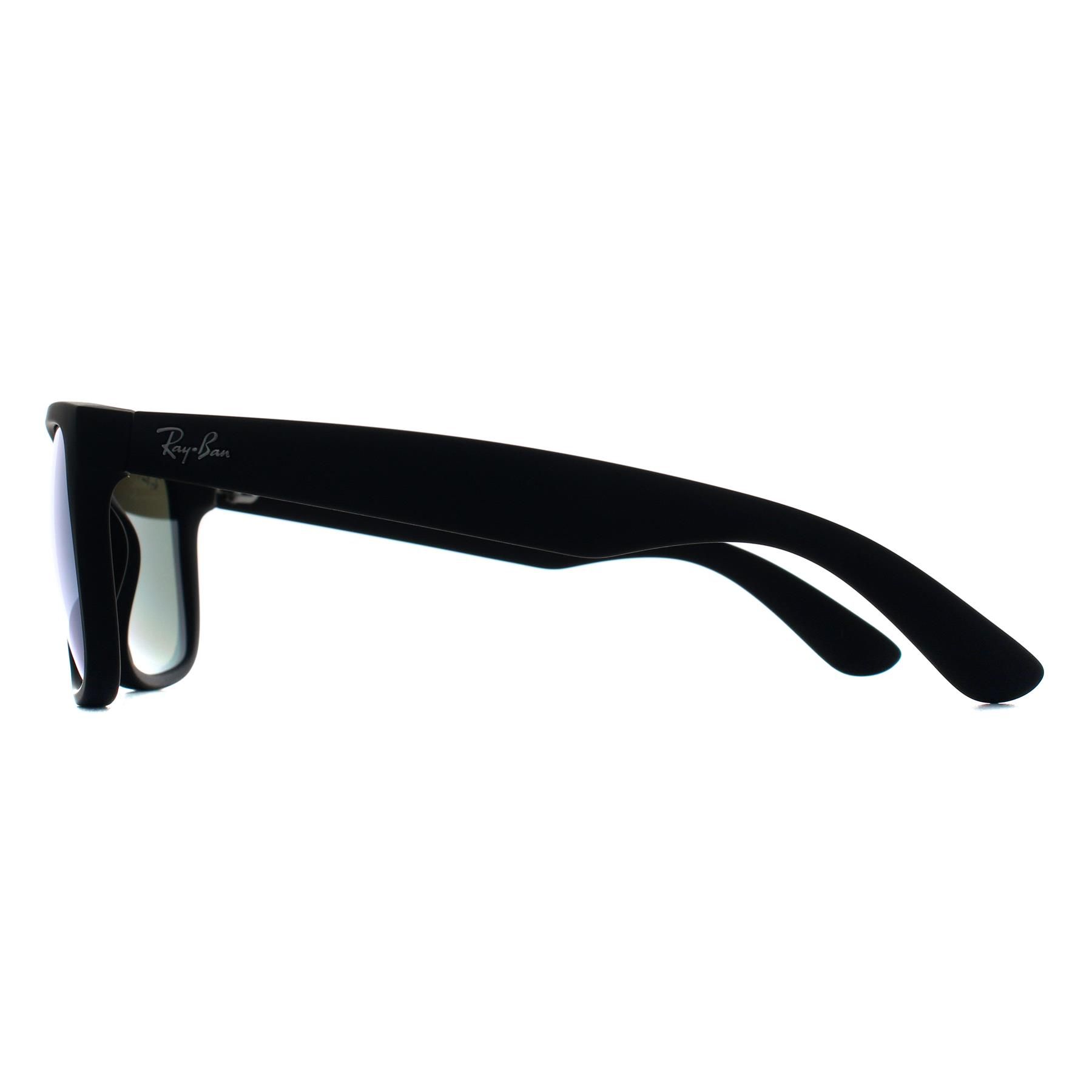 RAY-BAN Man Sunglasses RB4165 Justin Classic  -  Frame color: Rubber Black, Lens color: Green Mirror Silver Polarised