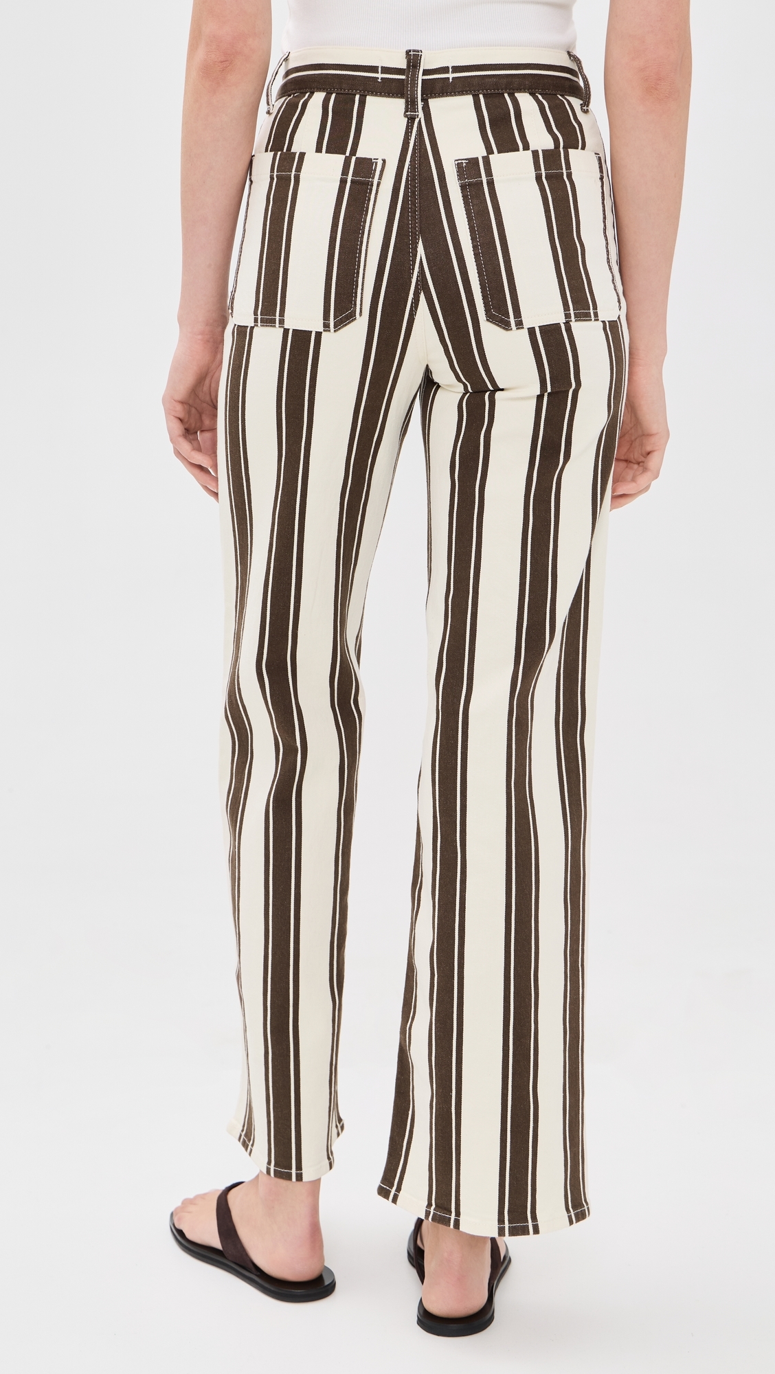 The Emmy Wide Leg Pants Ivory & Brown Stripe