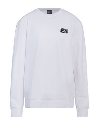 Ea7 Man Sweatshirt White Size 3XL Cotton, Polyester, Elastane