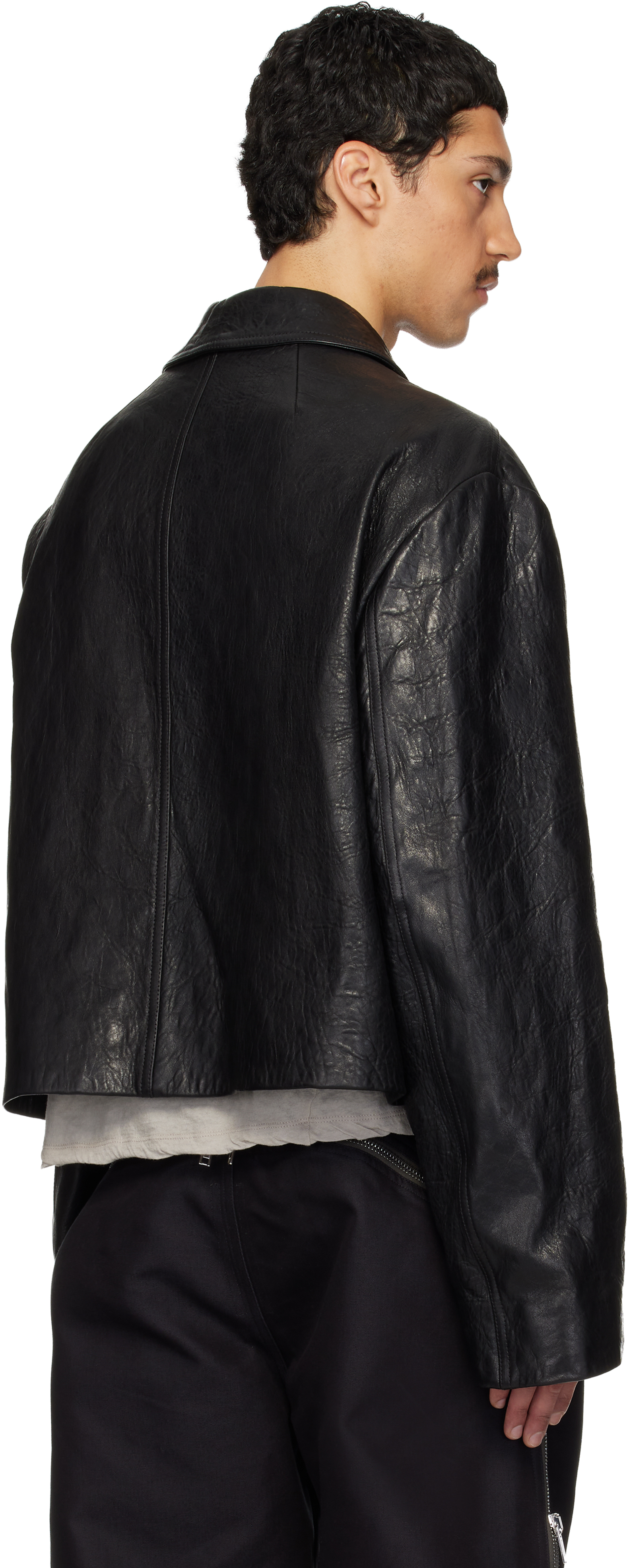 Black Temple Heizer Mac Leather Jacket