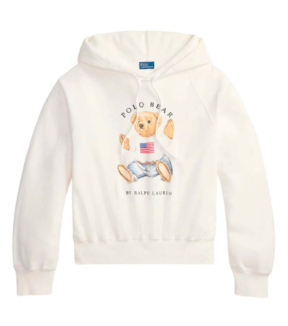 White Graphic Hood Sweatshirt
