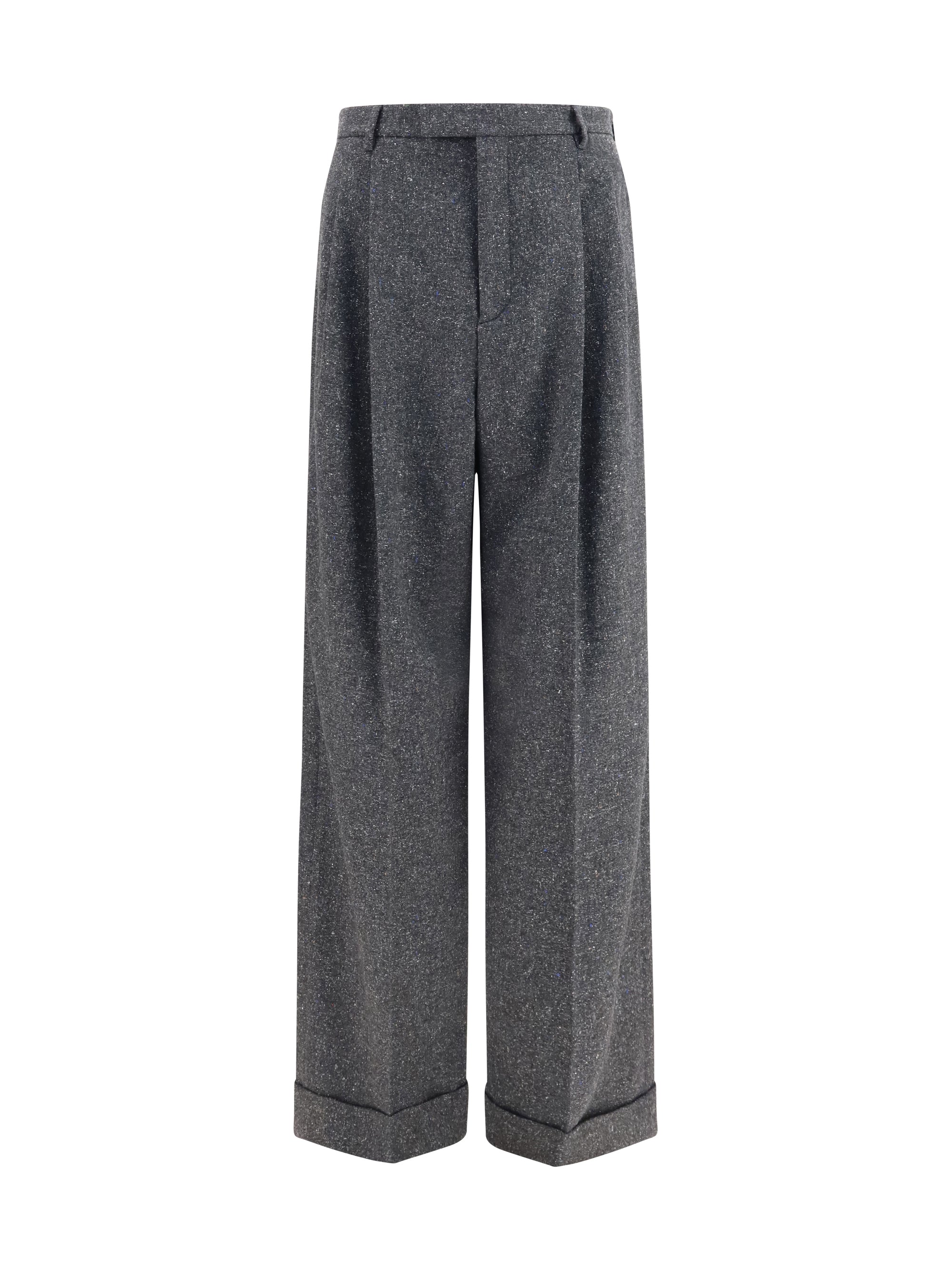 Wool and Silk-Blend Tailored Trousers — Gray