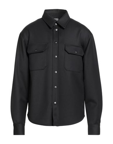 Man Shirt Black Size 36 Polyester, Virgin Wool, Elastane
