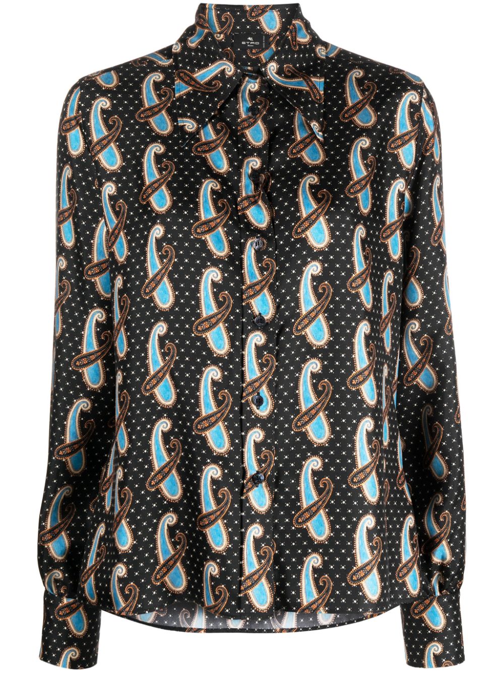Paisley-print silk shirt - Black