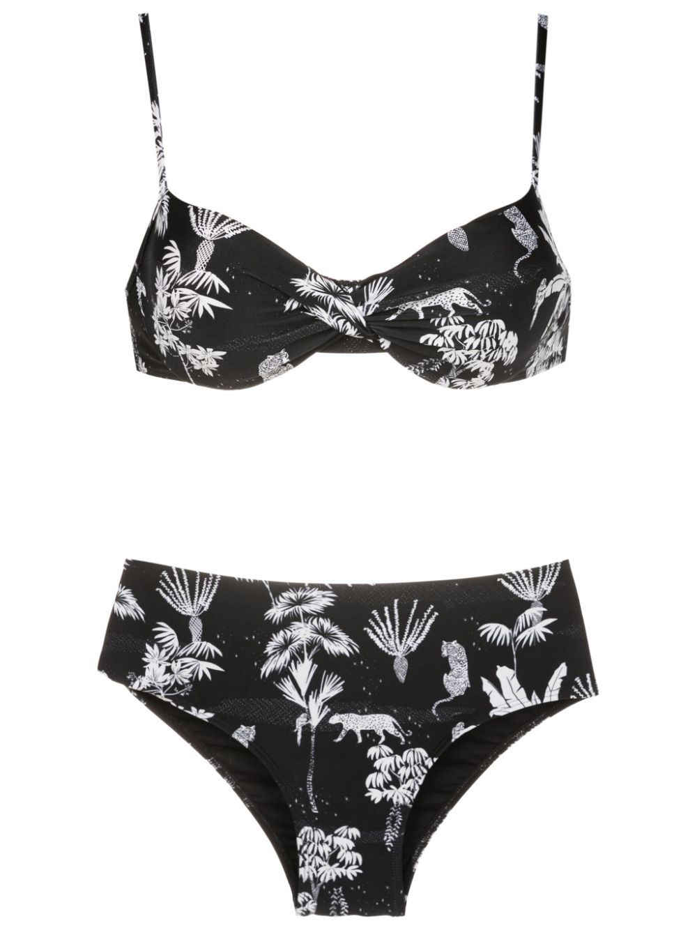 Veronica graphic-print bikini - Black