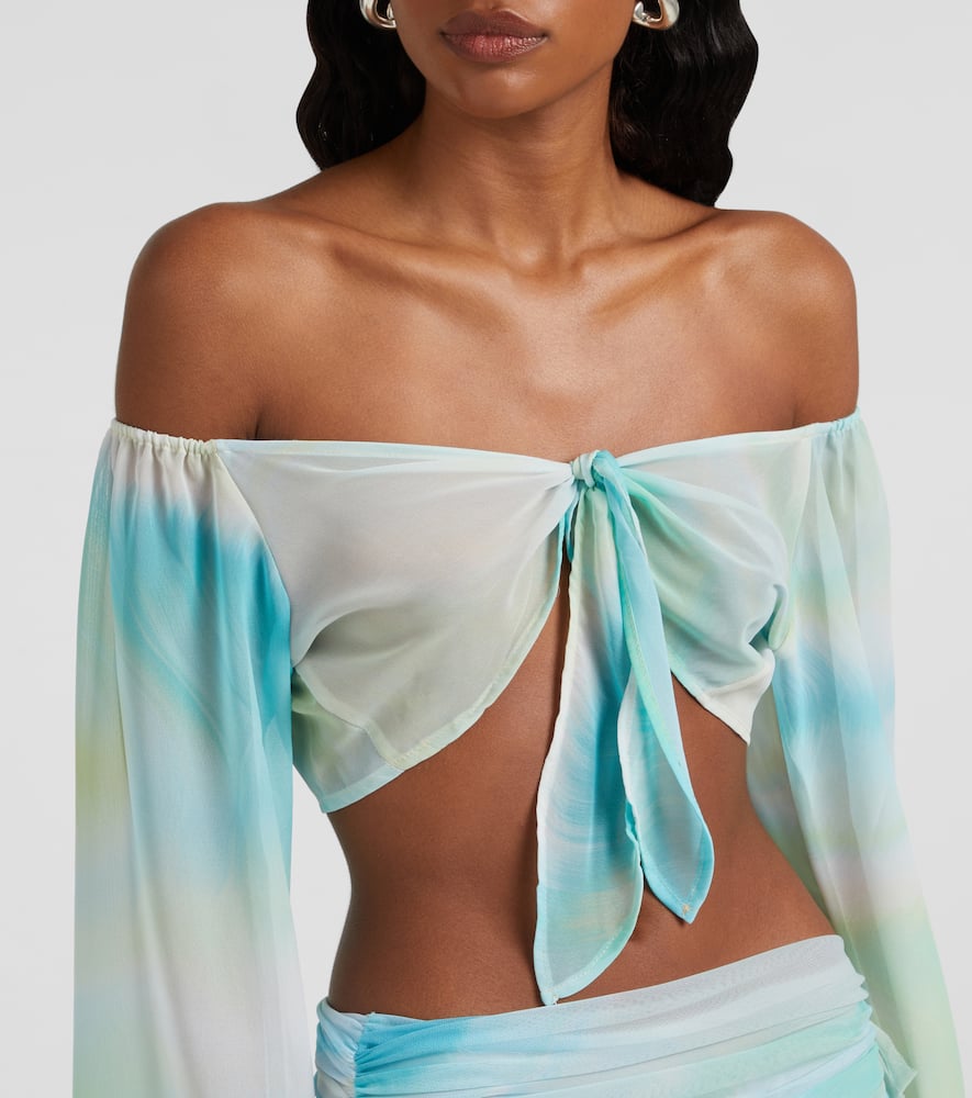 Grace semi-sheer off-shoulder top