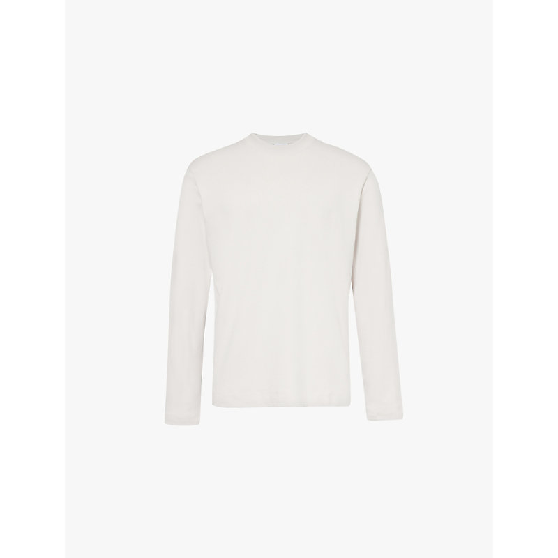 Mens Putty Regular-fit Long-sleeve Cotton T-shirt 
