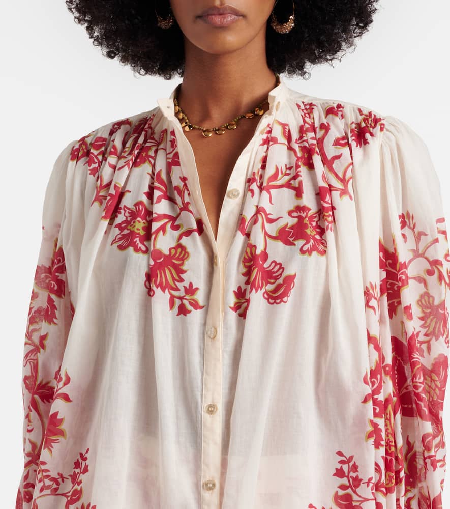 Floral cotton voile blouse