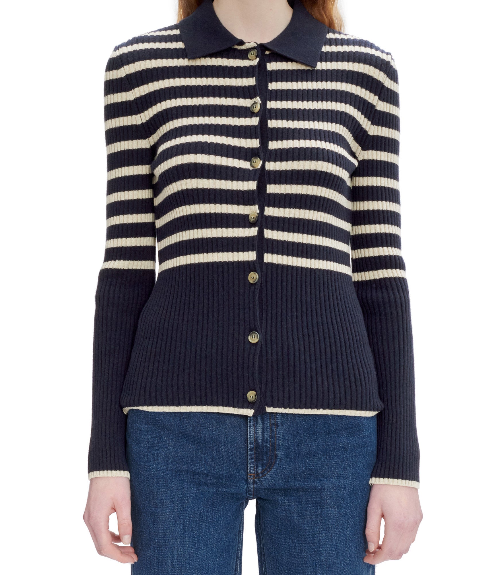 Mallory cardigan TIQ - Dark navy blue/ecru