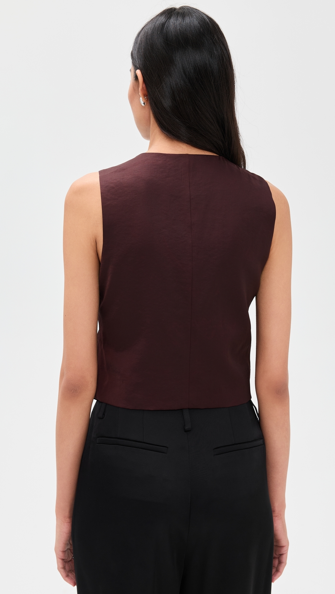 Simone Satin Vest Mahogany