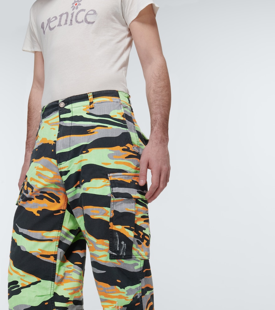 Printed cotton cargo pants
