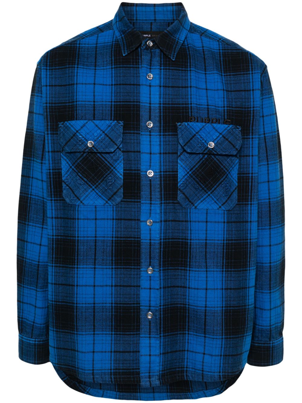 Plaid-check flannel shirt - Blue