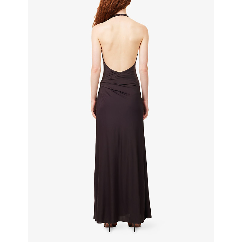 Womens Court Halterneck Stretch-Jersey Maxi Dress