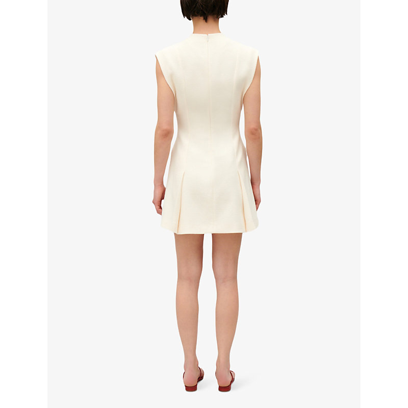 Womens Naturels Plunging V-neck Flared Tweed Mini Dress