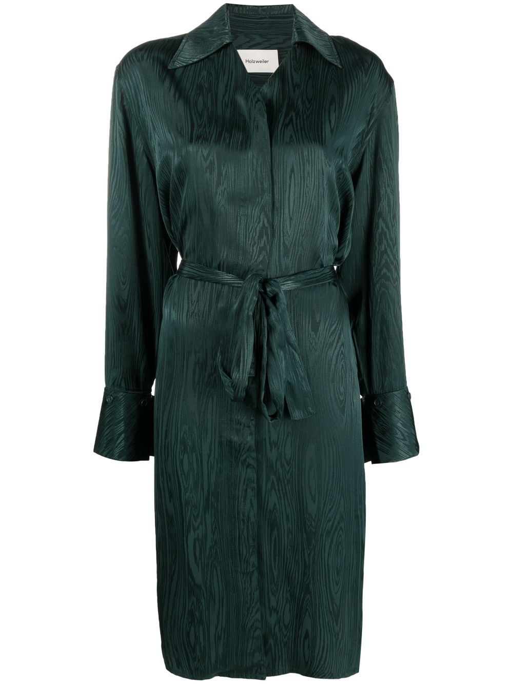 Metallic-sheen shirt dress - Green