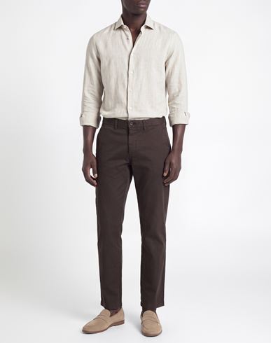 Man Pants Dark brown Size 36 Cotton, Elastane