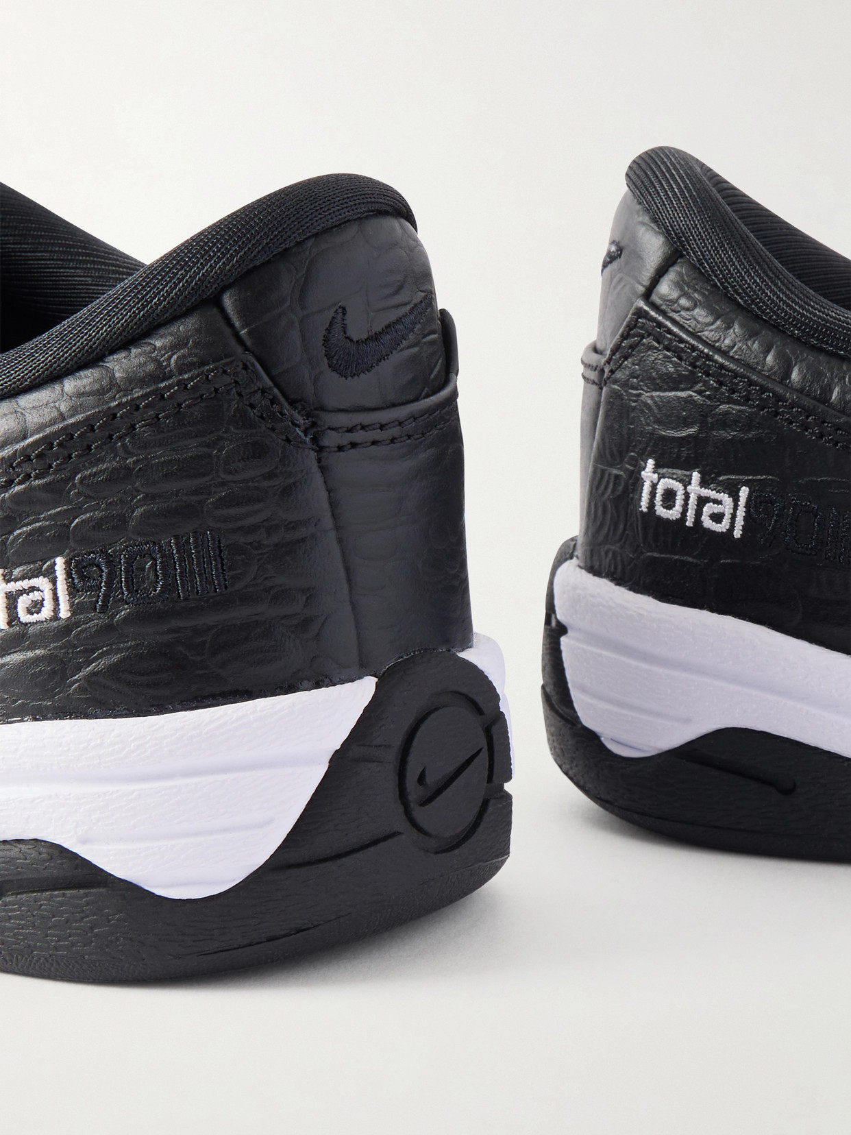T90 Embroidered Croc-effect Leather Sneakers - Black