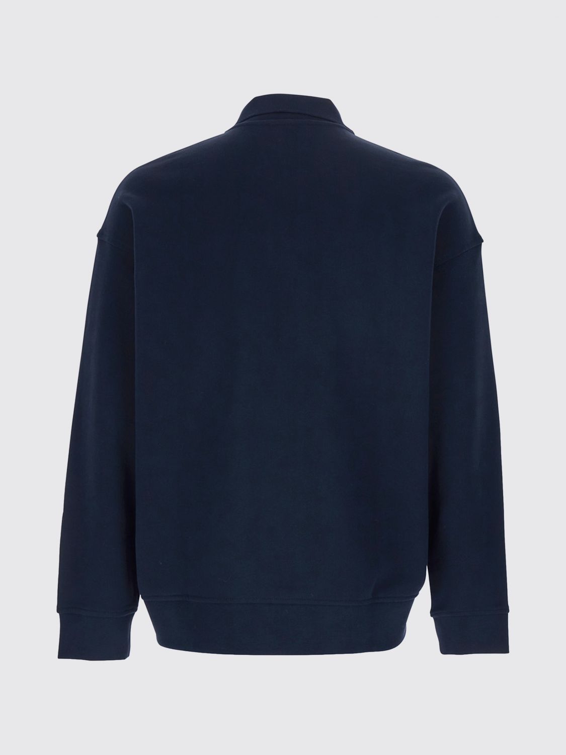 Long-Sleeved Cotton Polo Shirt with Embroidered Eagle Logo
