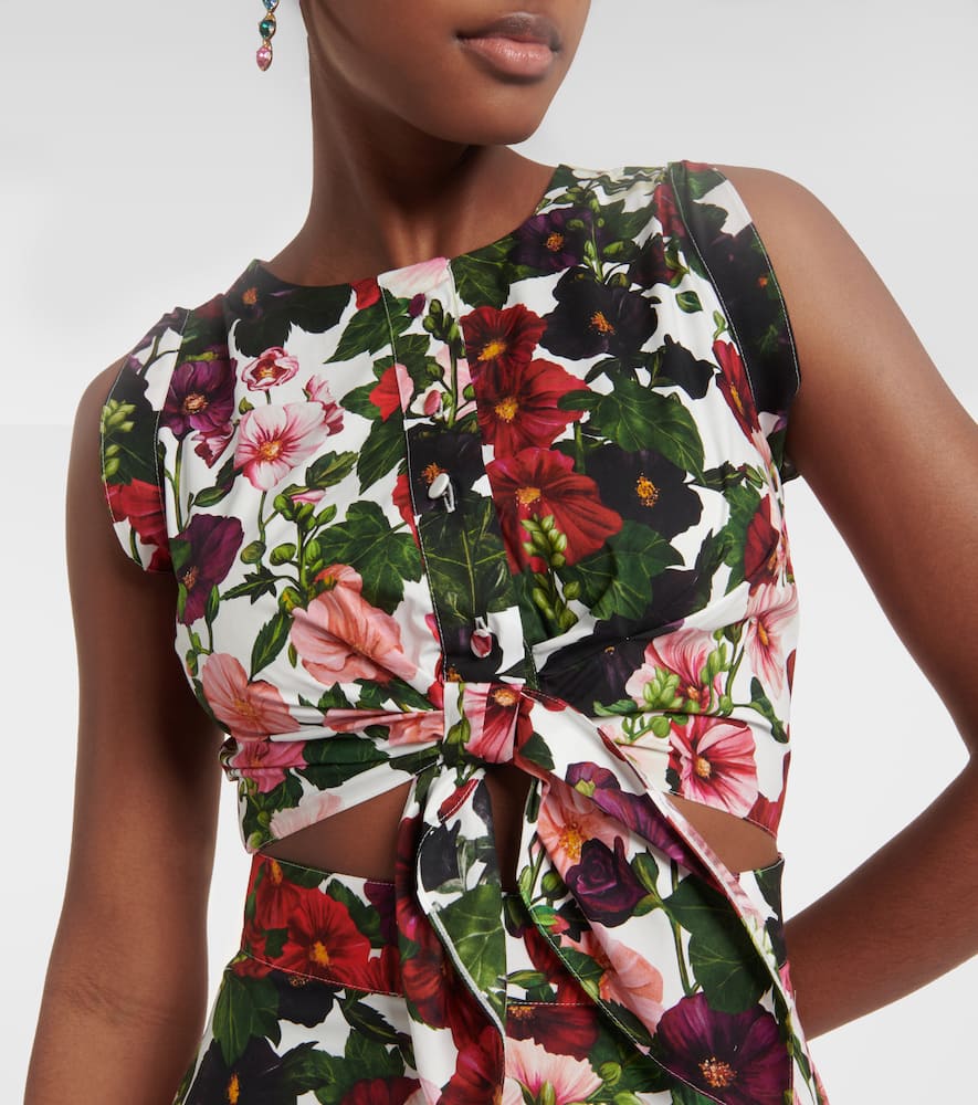 Floral cotton-blend midi dress