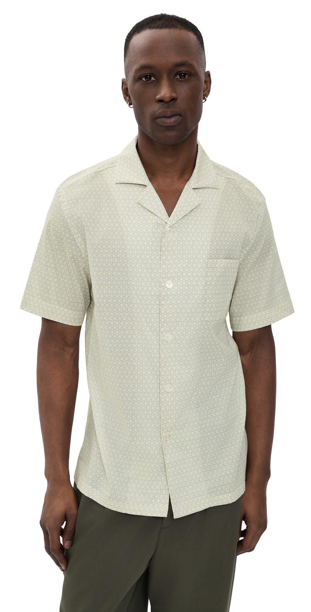 Cotton Stretch Camp Shirt Yellow Geo