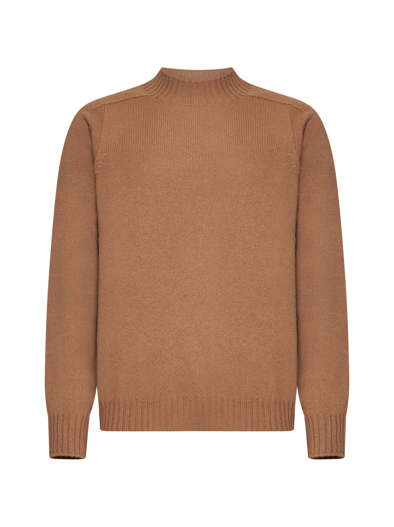 Virgin Wool Crew Neck Sweater — Brown