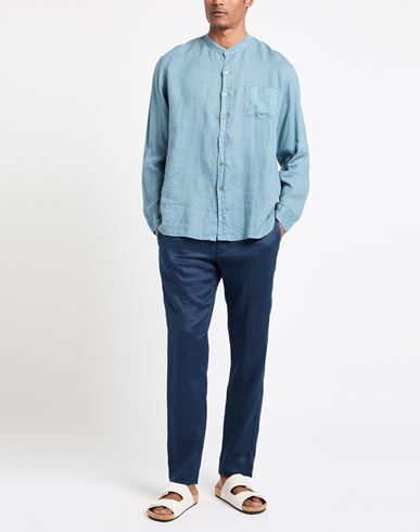 Man Shirt Pastel blue Size XL Linen