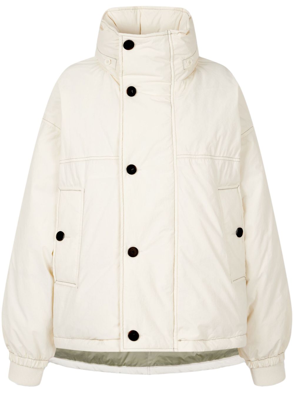 Detachable-hood down jacket - White