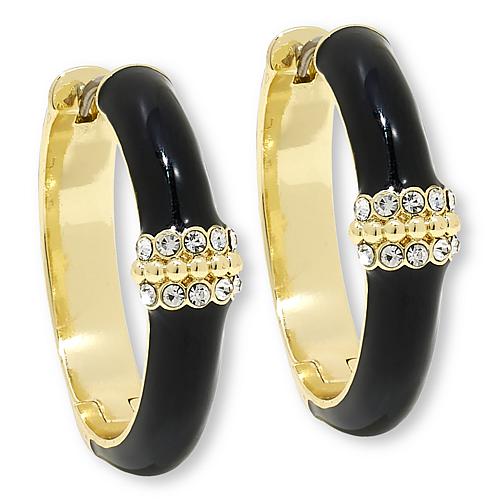 Slim Pickens Goldtone Pavé Accent Hoop Earrings