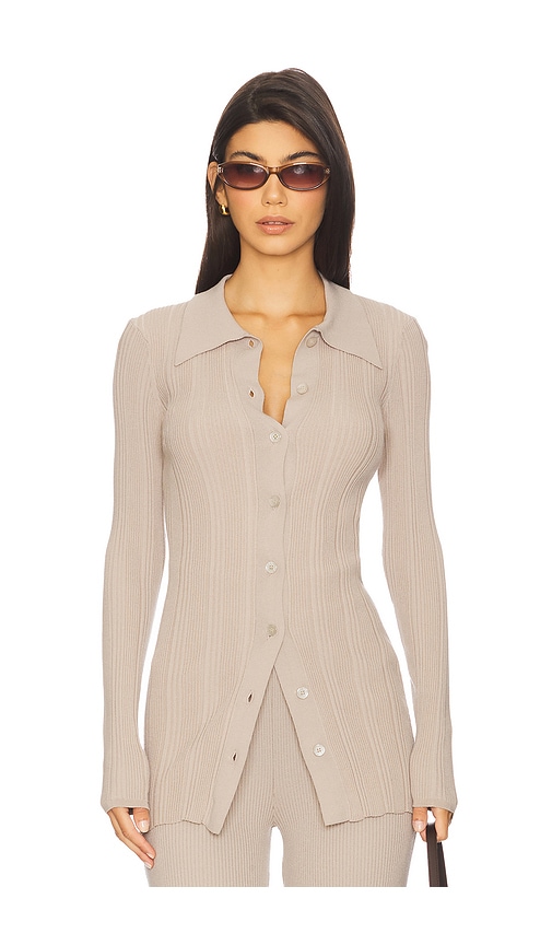 REMAIN Rib Knit Cardigan in Beige.  XL. Also in L, M