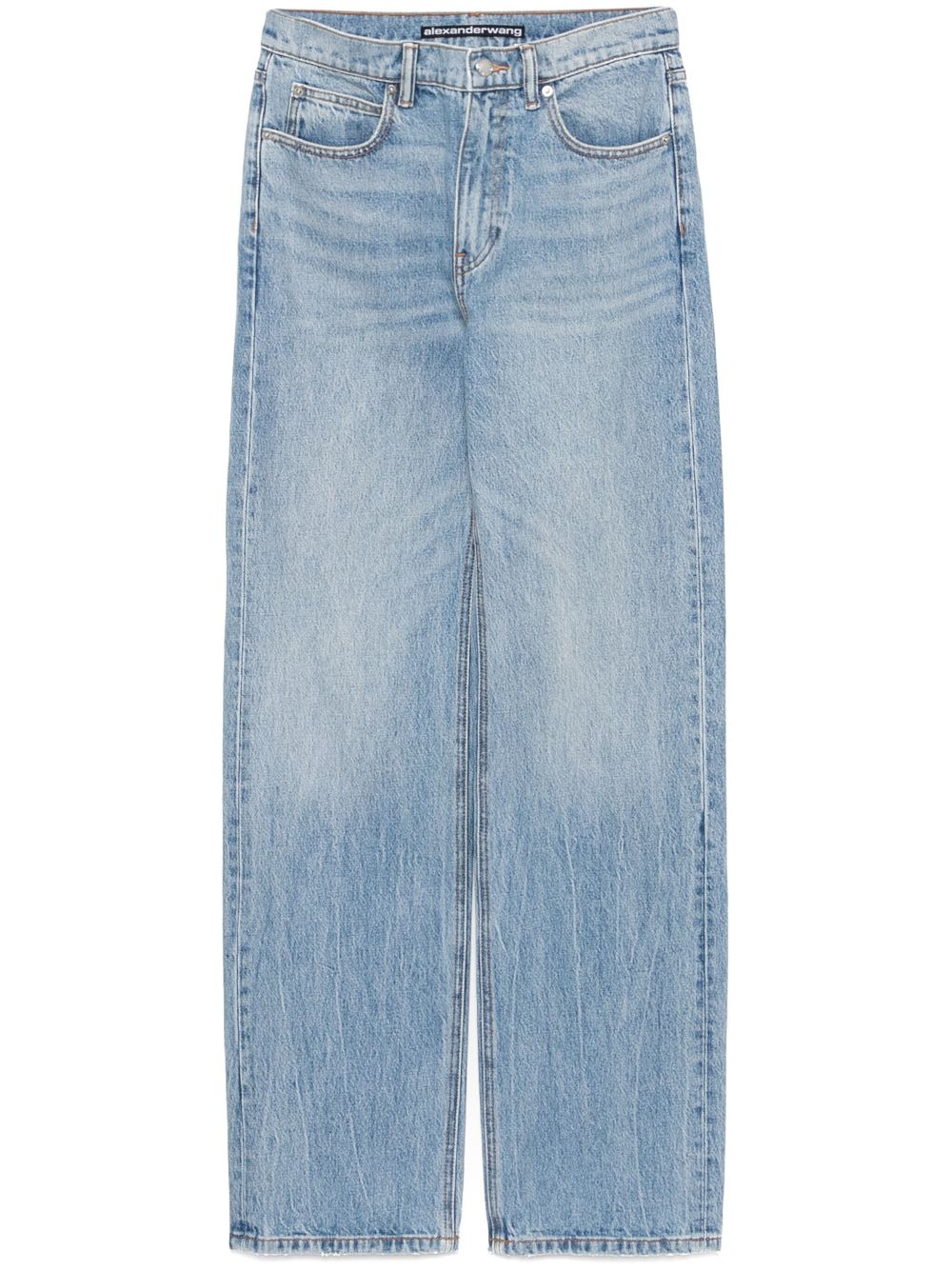 Embossed-logo straight-leg jeans - Blue