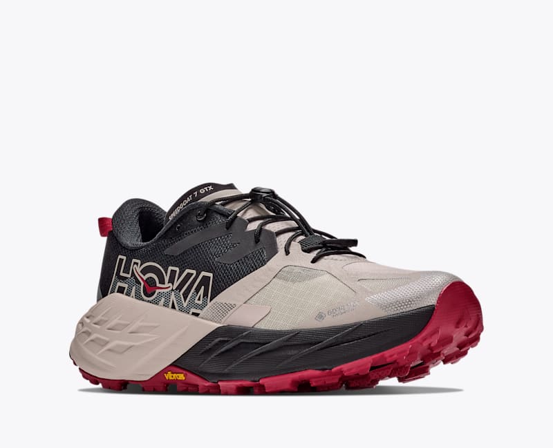 HOKA Men's Speedgoat 7 GTX Shoes in Black/River Rock Grey