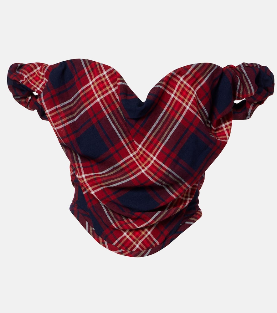 Sunday off-shoulder plaid bustier top