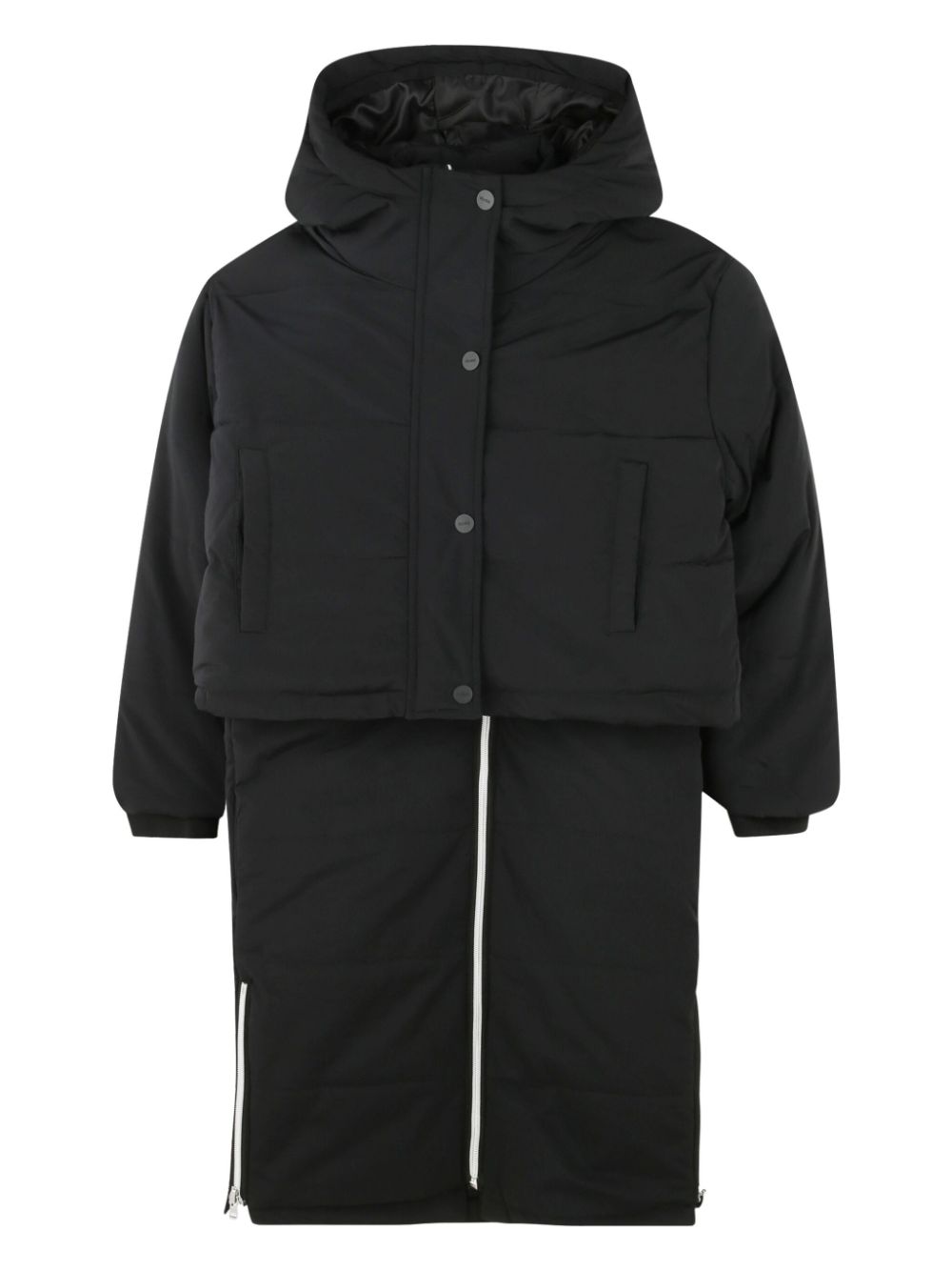Detachable puffer jacket parka coat - Black