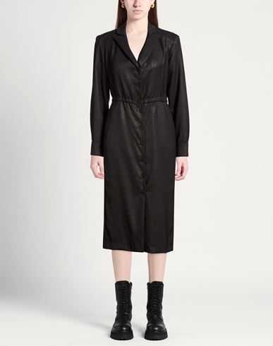 Woman Midi dress Black Size M Virgin Wool, Polyamide, Metallic Polyester