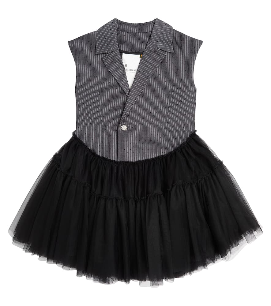 Caroline Bosmans Embellished pinstripe tulle dress